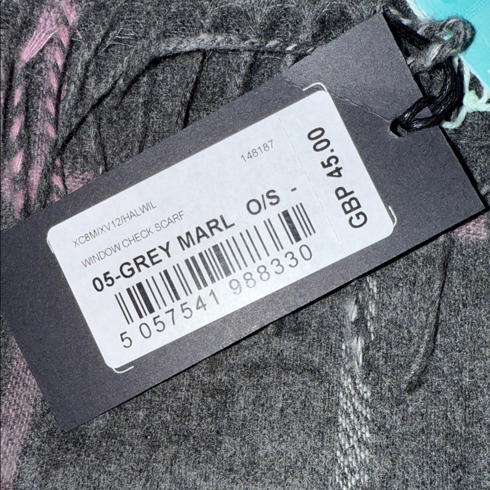 Ted Baker London Plaid Scarf in Gray and Pink NWT - Picture 4 of 6
